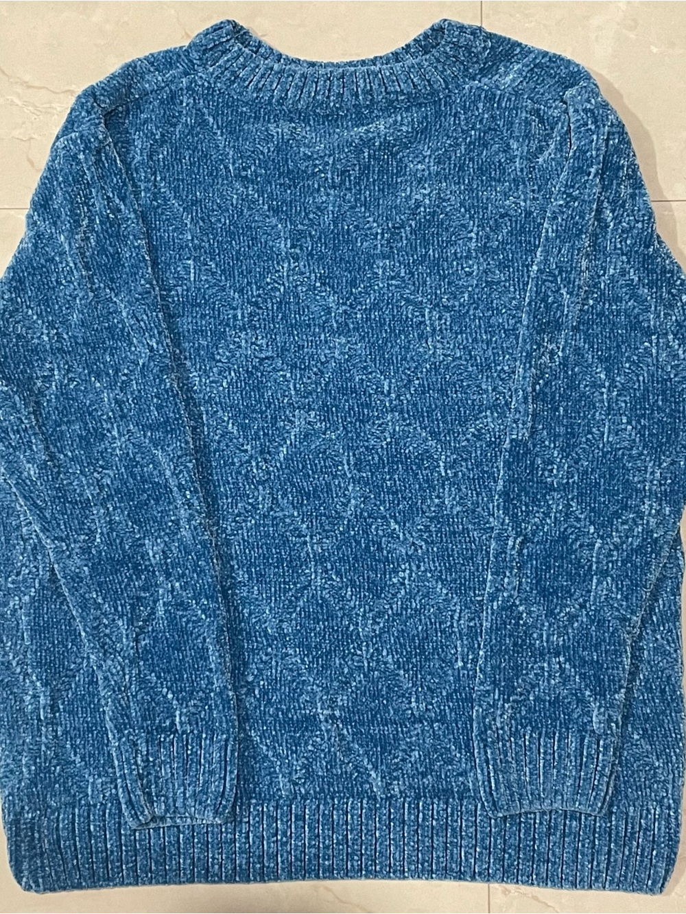 Cozy Blue Chenille Crewneck Sweater - Women's